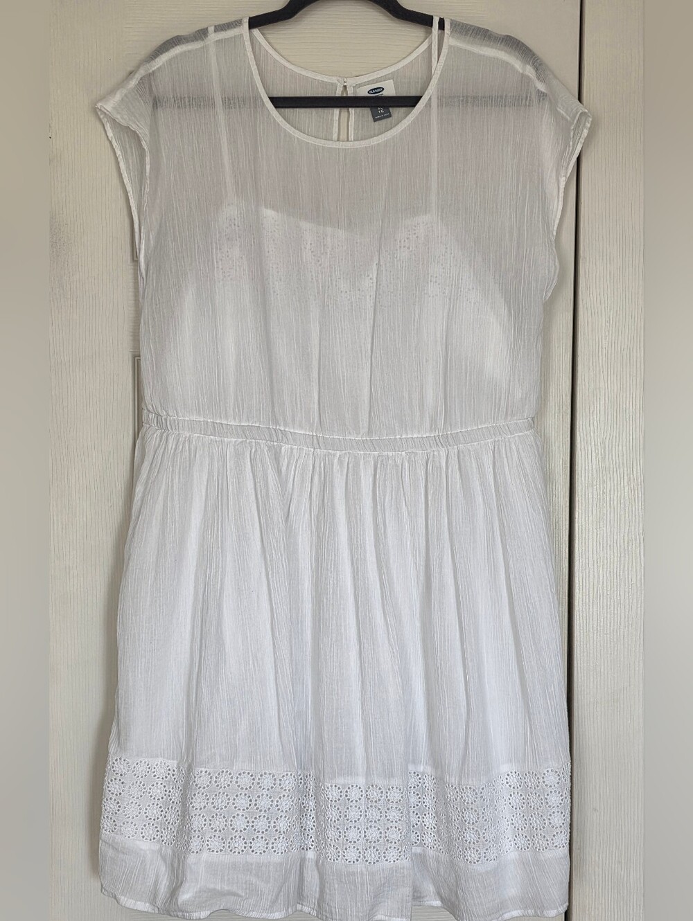 Old Navy White Eyelet Trim Lined Sleeveless Summer Dress